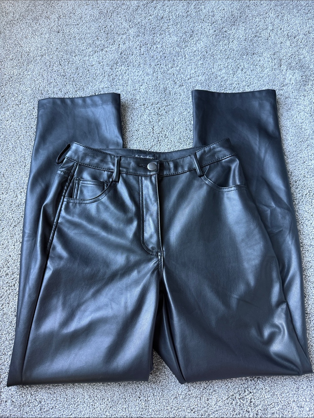 Women’s Black Faux Leather Straight Leg Pants
